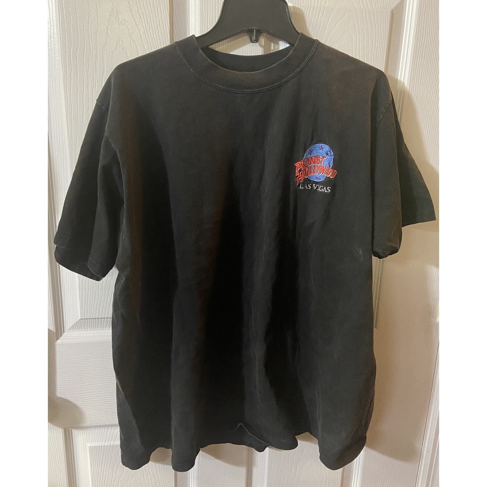 VINTAGE Planet Hollywood Las Vegas Embroidered T-shirt Men Adult XL Black‎ 90s